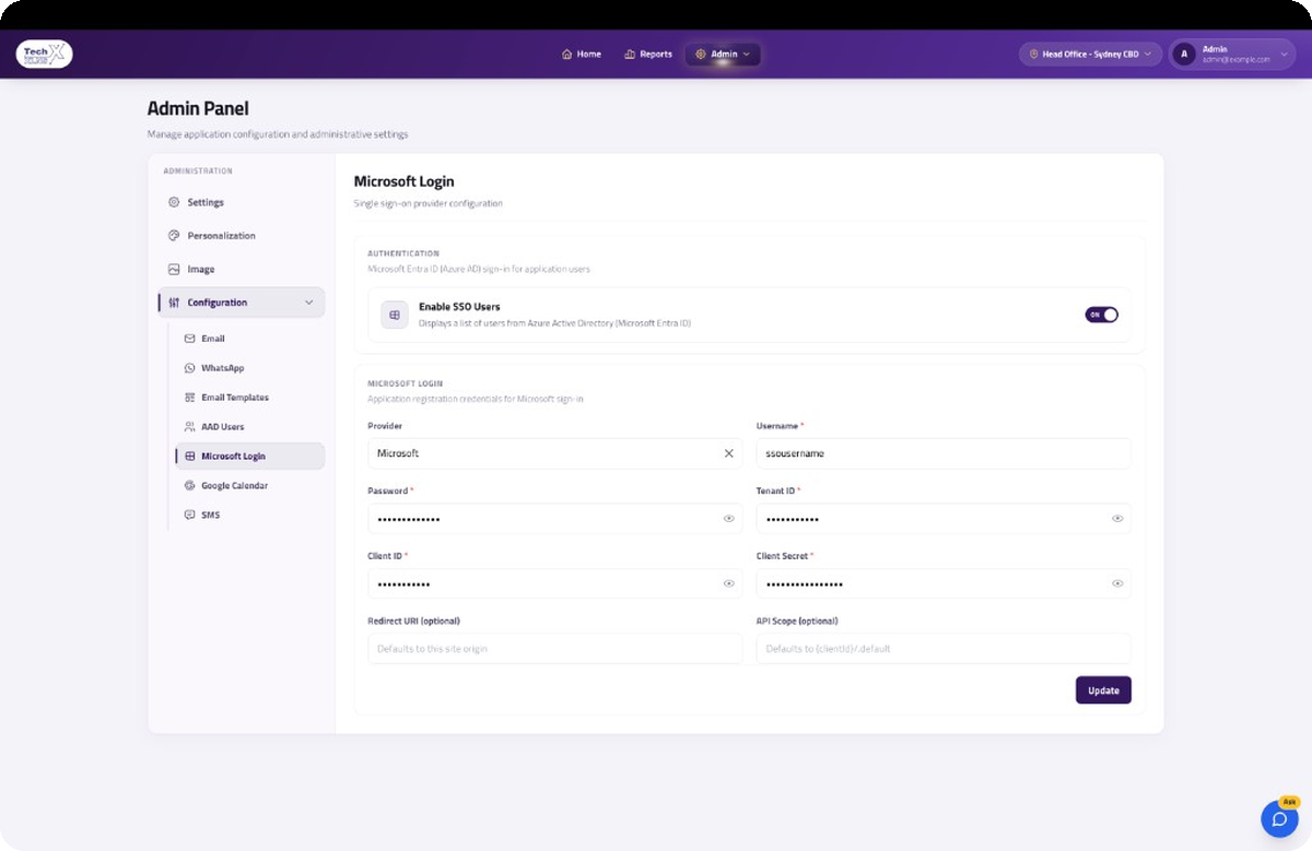 Add user screen