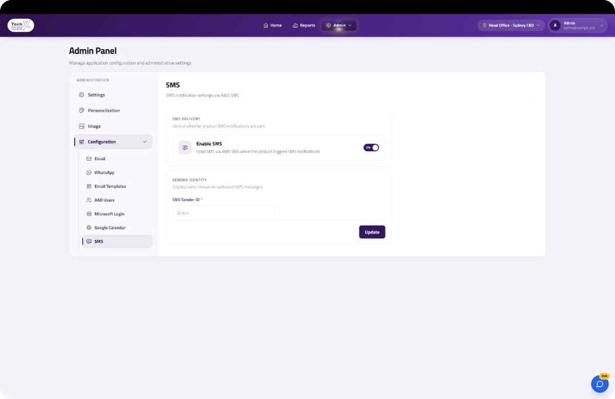 Users management screen