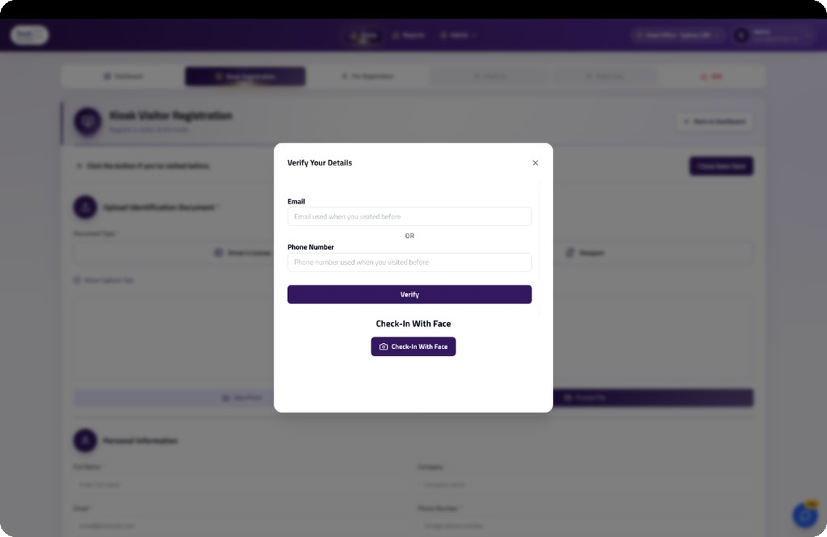 Verify your details screen